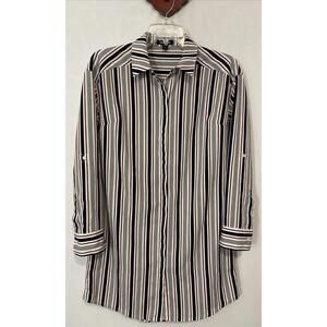 Express Womens Small Petite Tunic-Style Button-Up Classy Roll-Tab Blouse! A5540